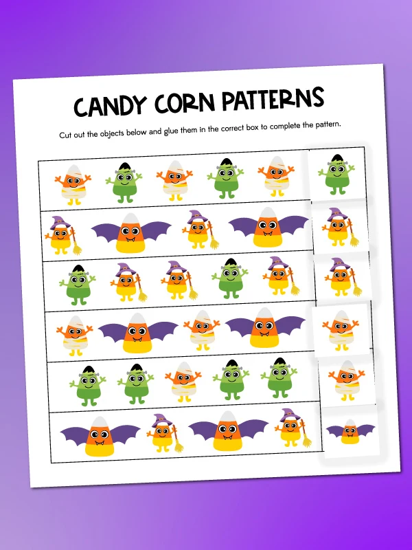 candy corn pattern worksheet
