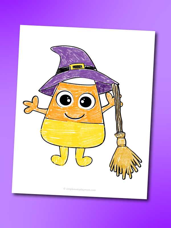 witch candy corn coloring page