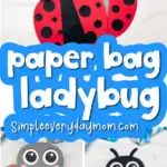 paper bag ladybug craft image collage with the words paper bag ladybug craft