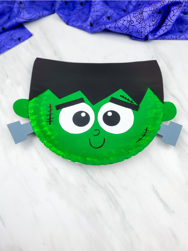 dark green paper plate Frankenstein crafts