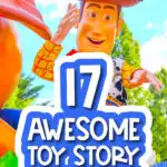 Giant Woody background with the words toy story gift ideas for kids