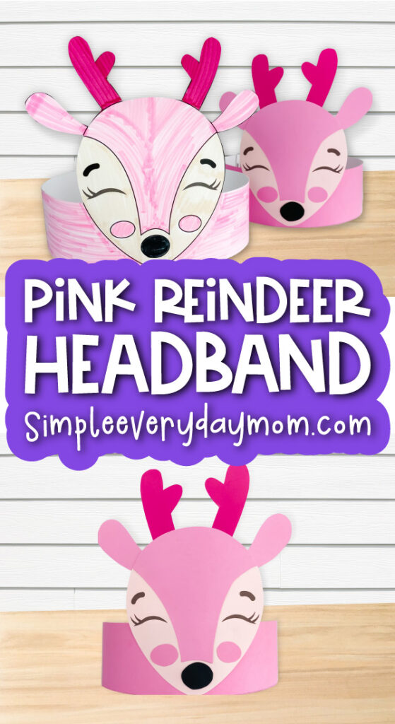pink reindeer headband image collage with the words pink reading headband