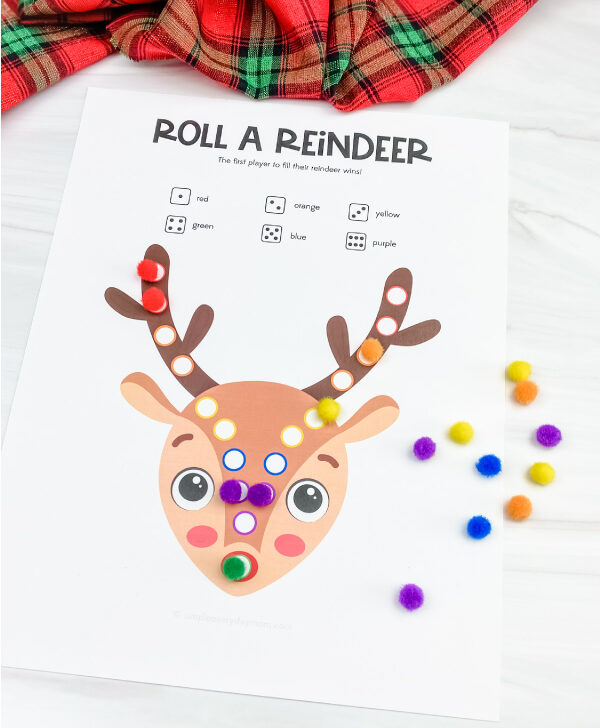 printable roll a reindeer game