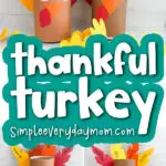 oatmeal container turkey craft image collage with the words thankful turkey