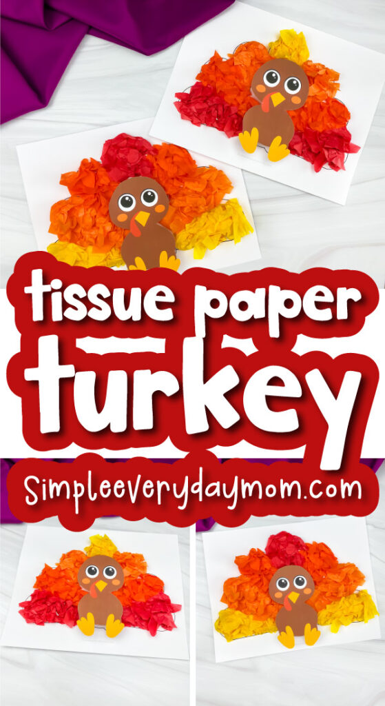 tissue paper turkey craft image collage with the words tissue paper turkey