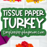 tissue paper turkey craft image collage with the words tissue paper turkey
