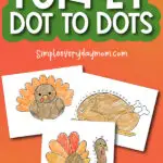 turkey dot to dot mockup with the words free printable turkey dot to dots