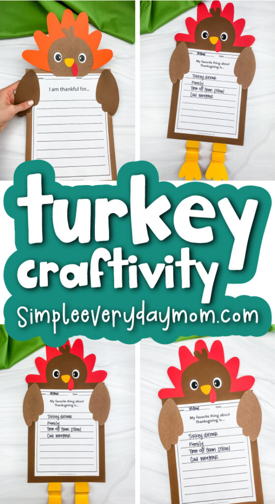turkey craft and writing prompt with the words turkey craftivity