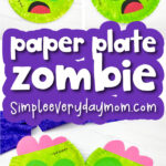 paper plate zombie craft image collage with the words paper plate zombie