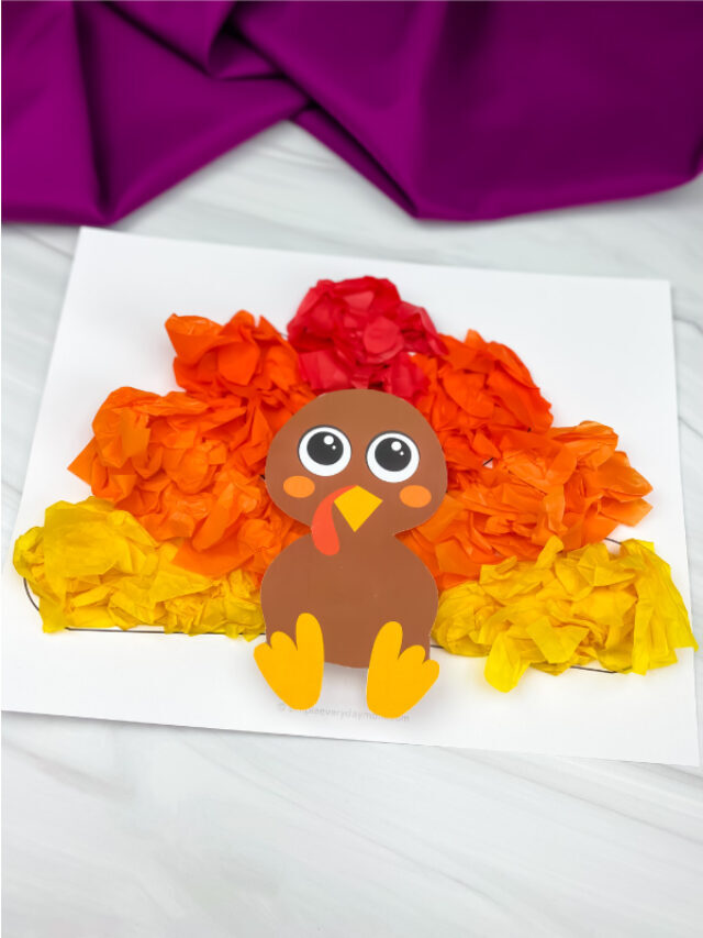 Tissue Paper Turkey Craft For Kids [Free Template] Story