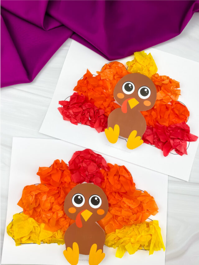 Tissue Paper Turkey Craft For Kids [Free Template] Story