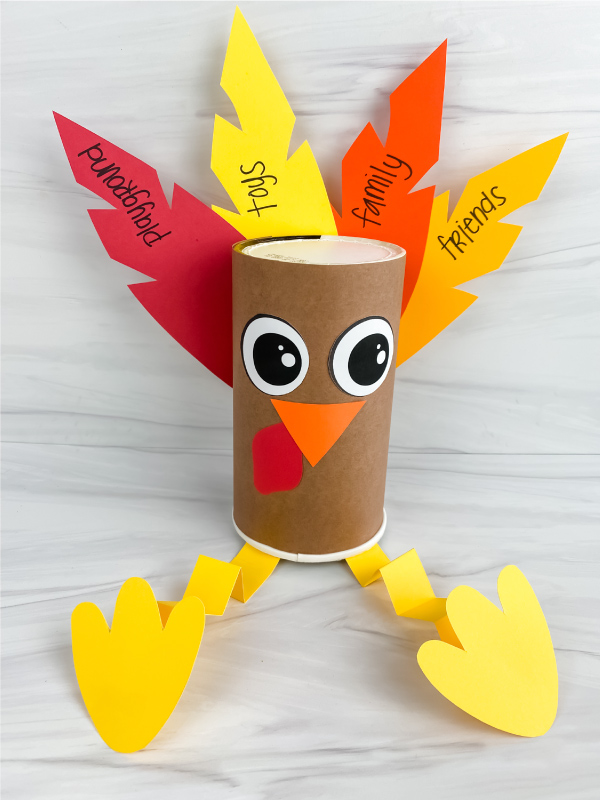 thankful turkey made from oatmeal container