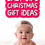 little girl with the words 15 baby girl christmas gift ideas
