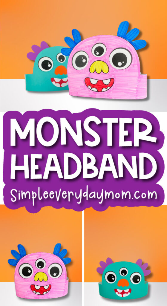 monster headband craft image collage with the words monster headband in the middle