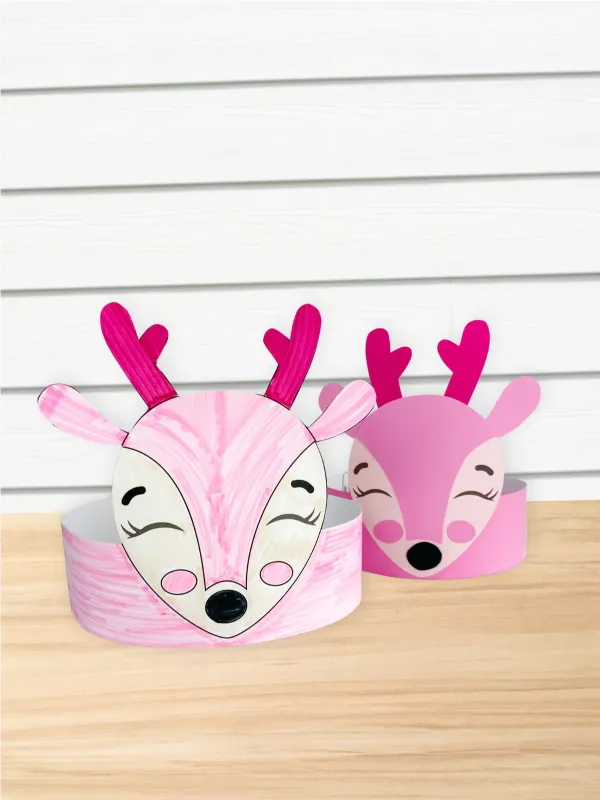2 pink reindeer headbands