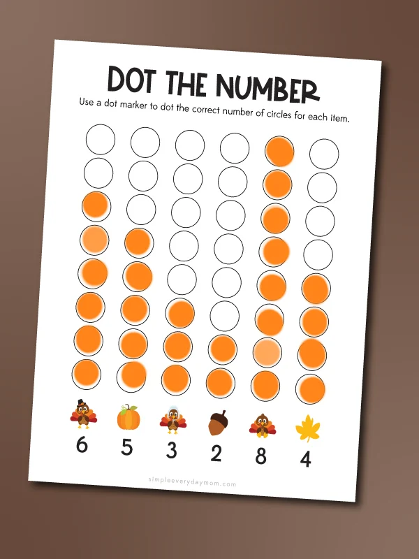 dot the number thanksgiving do a dot printables