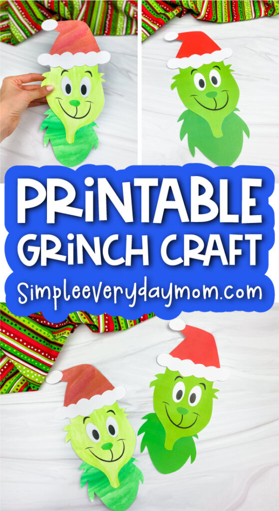 easy grinch craft image collage with the words printable grinch craft