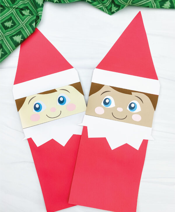 2 paper bag elf on the shelf crafts