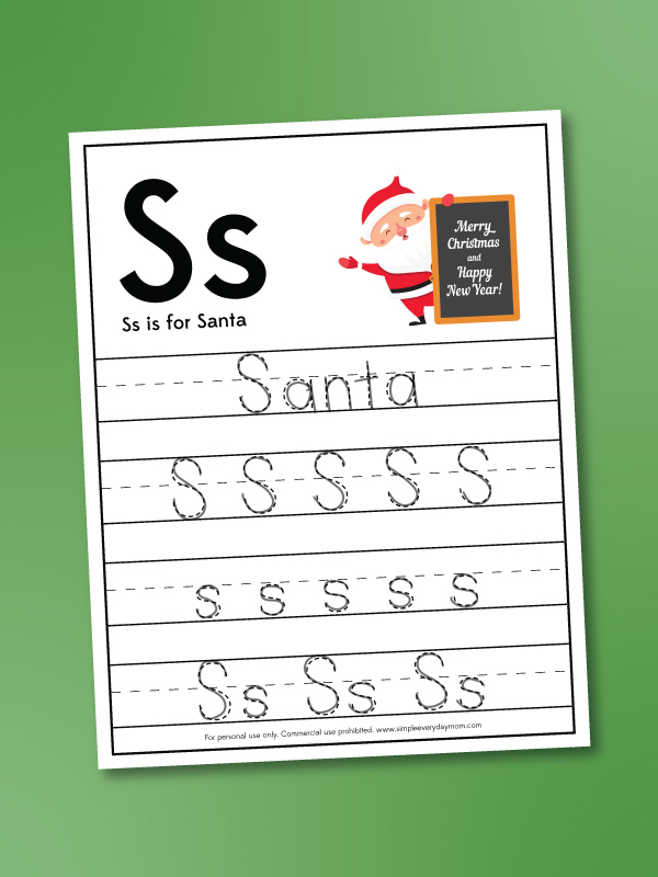 Santa handwriting pratice page