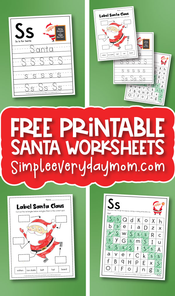 santa worksheets with the words free printable Santa worksheets