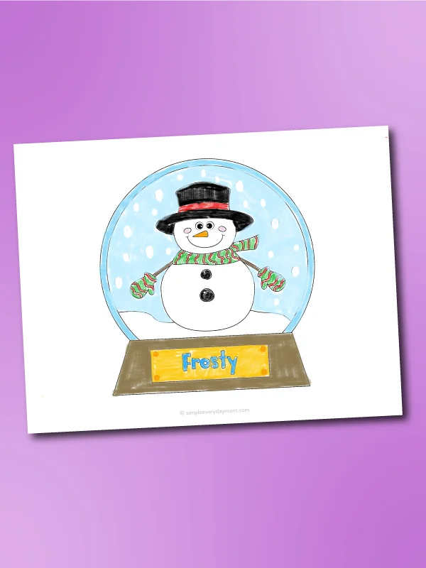 snowman snowglobe coloring page