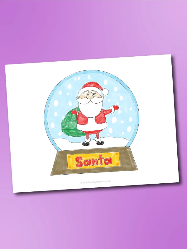 Santa Claus snowglobe coloring page