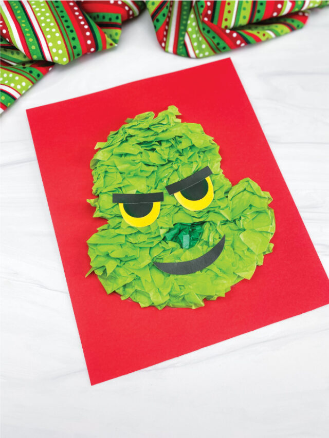 Grinch Tissue Paper Craft For Kids [Free Template] Story