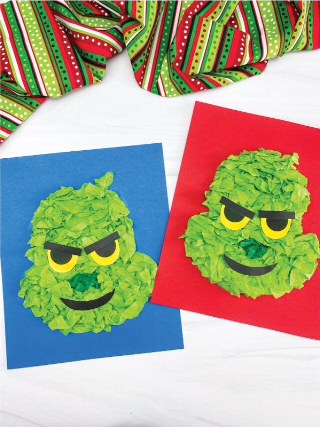 Grinch Tissue Paper Craft For Kids [Free Template] Story