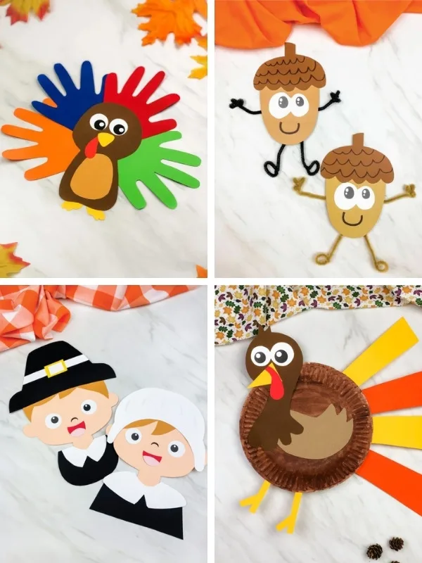 Thanksgiving kids crafts image collage