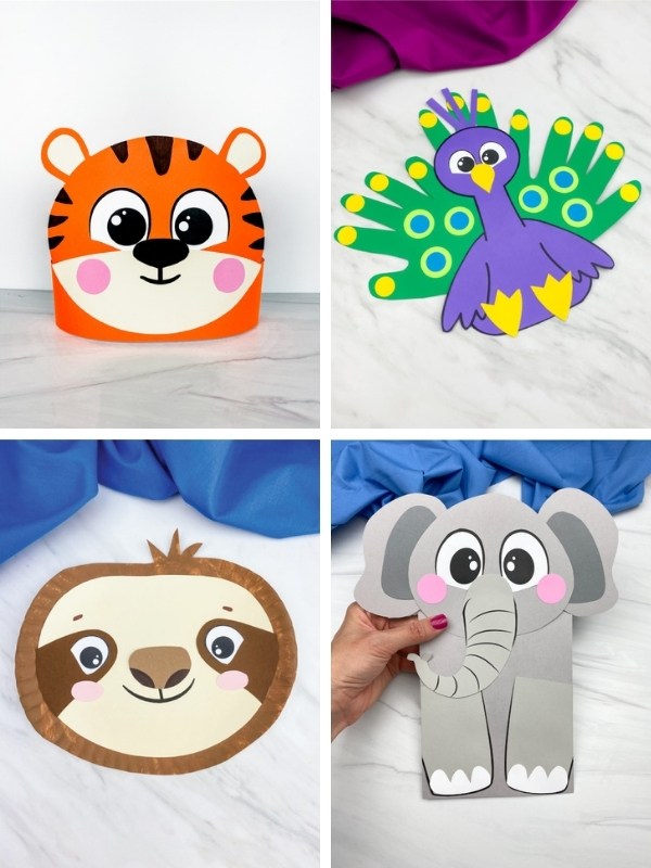 zoo animal crafts for kids image collage