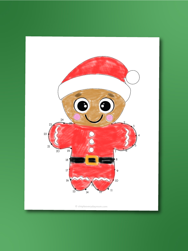 gingerbread man Santa dot to dots