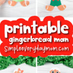 gingerbread man craft image collage with the words printable gingerbread man