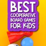 board game pieces and dice background with the words 8 best cooperative board games for kids