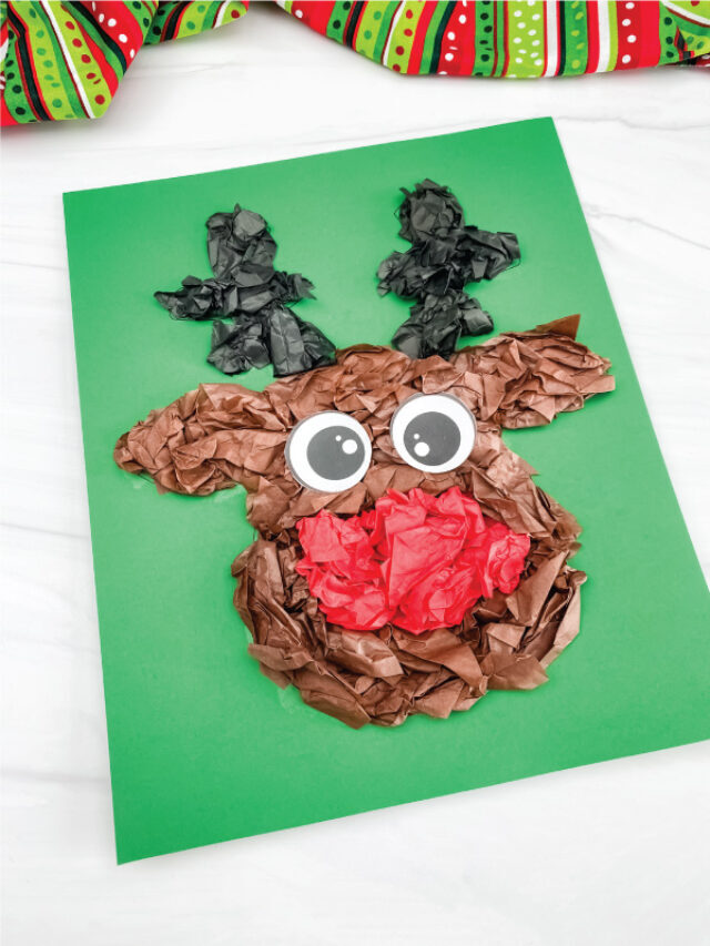 Reindeer Tissue Paper Craft For Kids [Free Template] Story