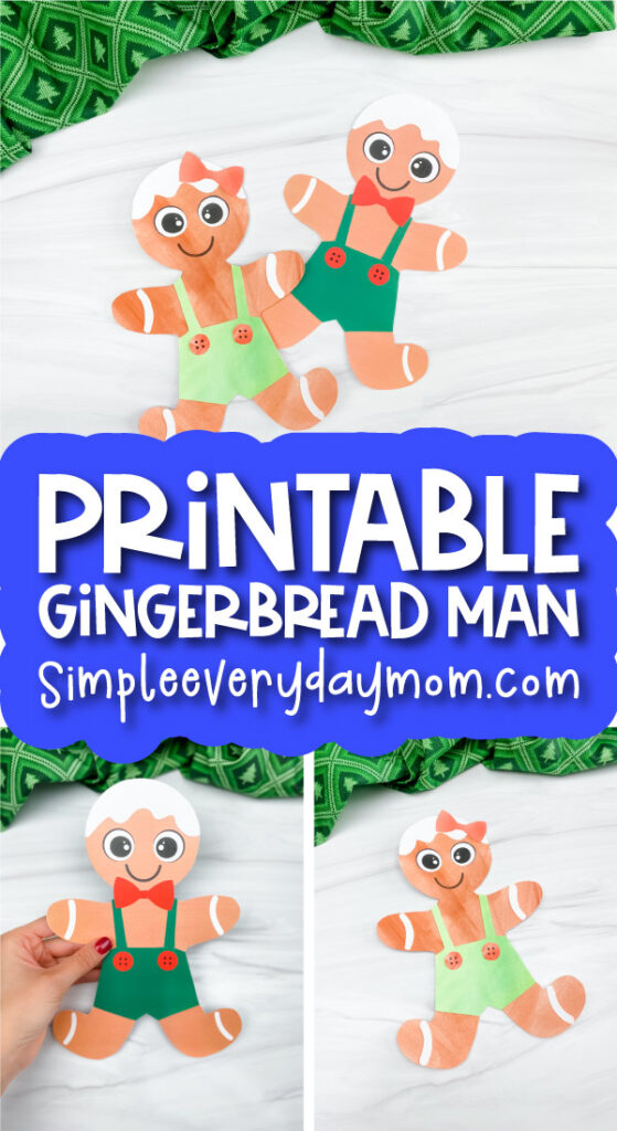 gingerbread man craft image collage with the words printable gingerbread man 