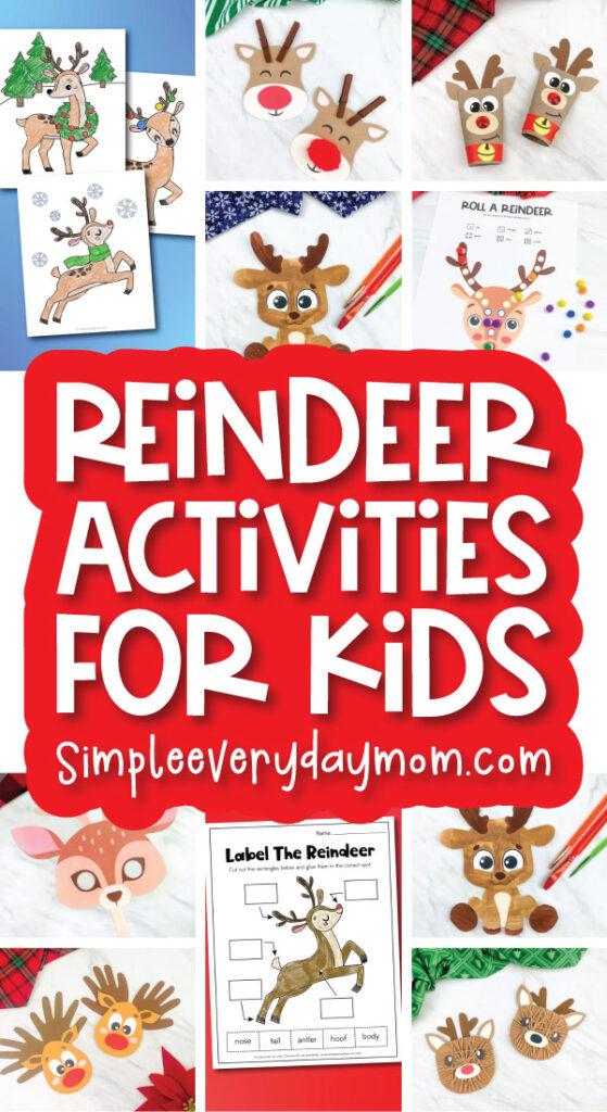 reindeer activities image collage with the words reindeer activities for kids