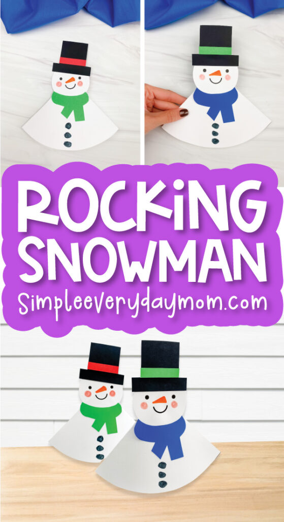 rocking snowman craft image collage with the words rocking snowman