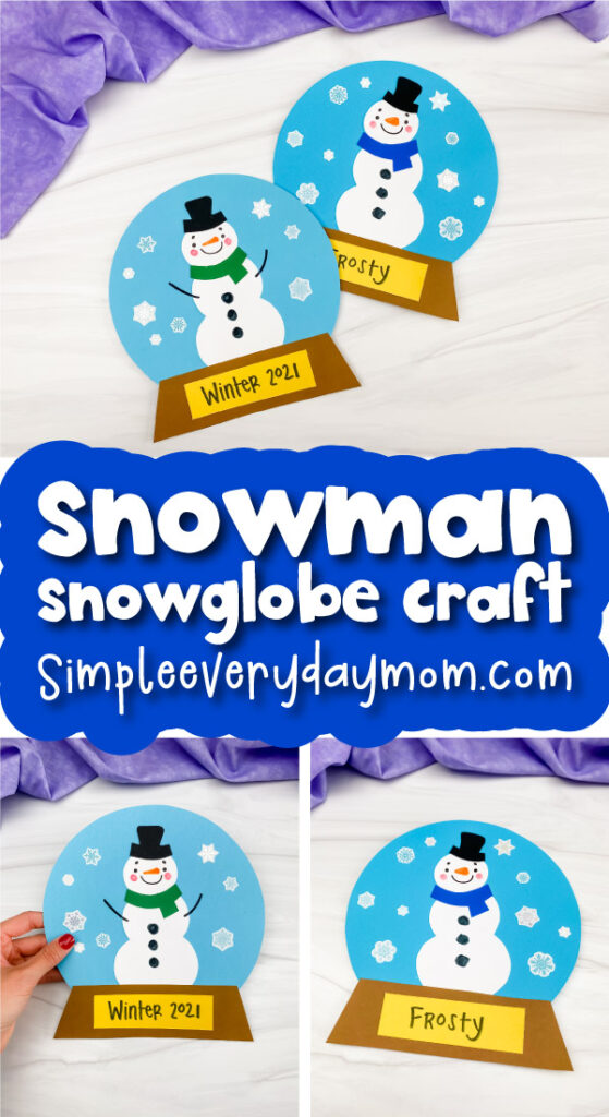 snowman craft image collage with the words snowman snowglobe craft