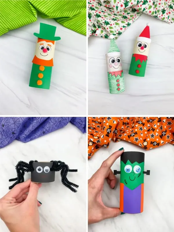 collage of toilet paper crafts