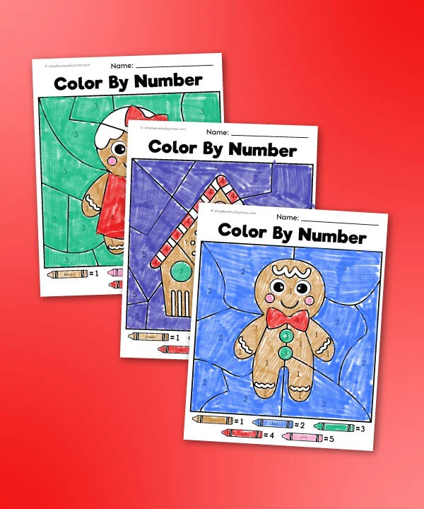 gingerbread color by number worksheets