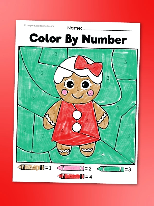 gingerbread girl color by number printable