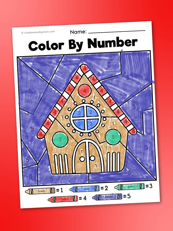 gingerbread house color by number printable