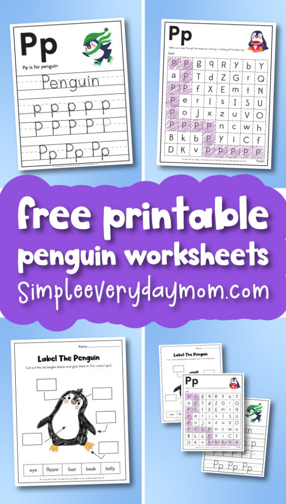 penguin worksheet image collage with the words free printable penguin worksheets