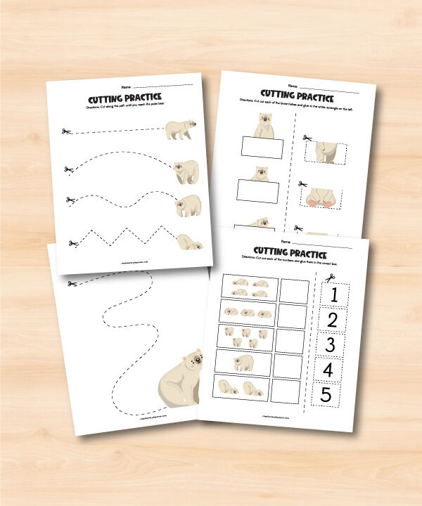 polar bear scissor practice worksheets