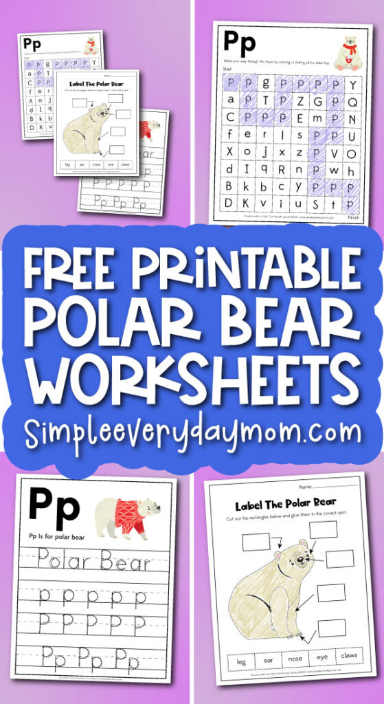 polar bear worksheet image collage with the words free printable polar bear worksheets