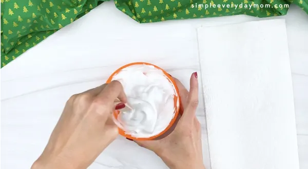 hand mixing puffy paint ingredients