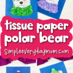 tissue paper polar bear image collage with the words tissue paper polar bear