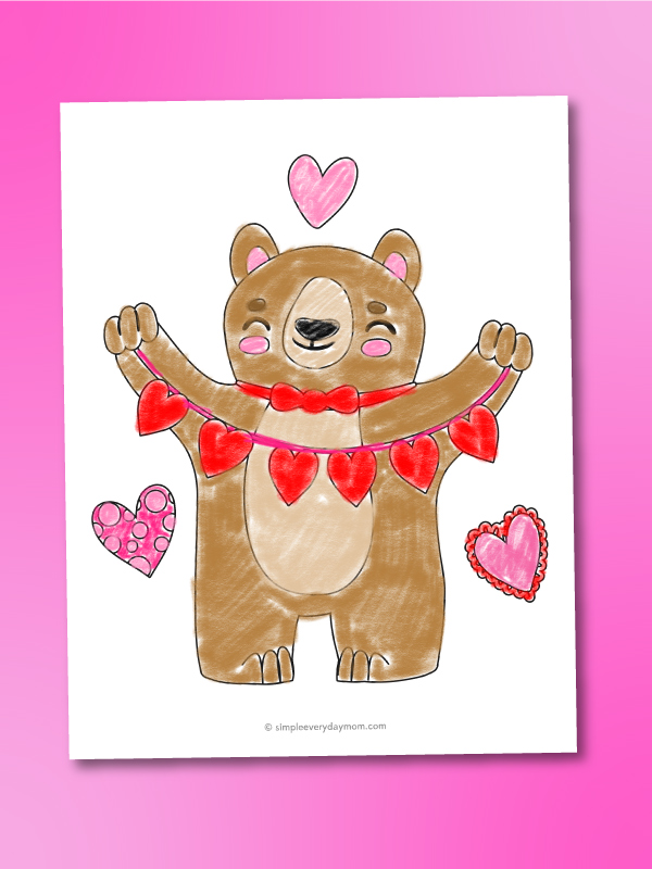 bear Valentine coloring page