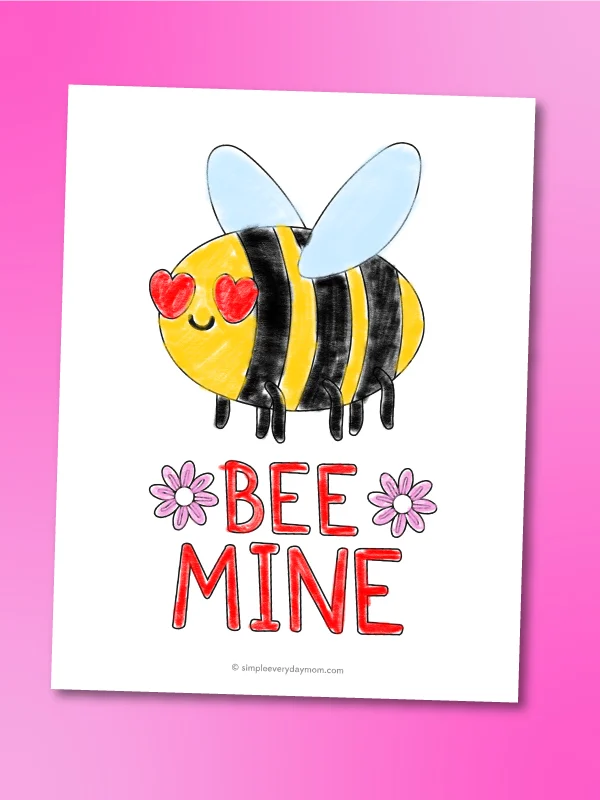 bee Valentine coloring page