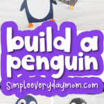 printable penguin craft image collage with the words build a penguin